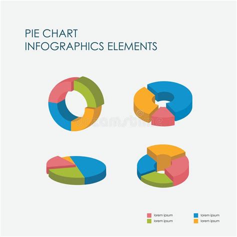 Pie Chart Infographics Elements 3d Set Vector Flat Design Full Color