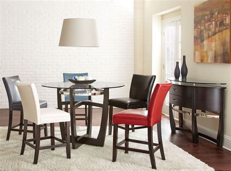 We complete each glass top dining room set with complementary chairs, offering seamless collections with exquisite modern, transitional or traditional looks. Matinee Glass Top Round Counter Height Dining Room Set ...