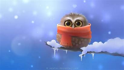 Owls Owl Winter Desktop Cartoon Background Animal
