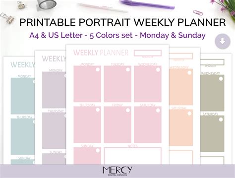 Paper Weekly Planner A4 Digital Printable Pdf Paper And Party Supplies