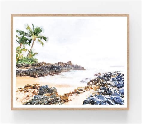 Hawaii Wall Art Maui Print Watercolor Island Decor Digital Etsy