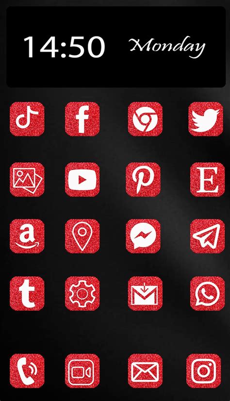 App Icons For Ios 14 Red Glitter White Etsy