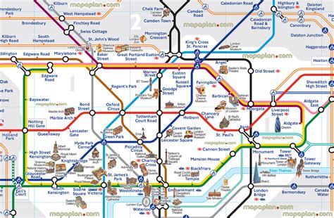 London Map London Tube Map With Attractions Underground Stations