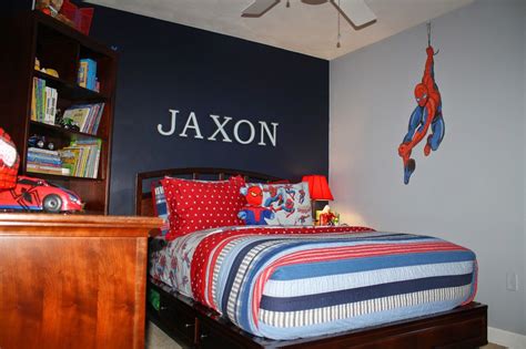 Boys are generally very ' loyal ' with their hobbies, so find her favorite activity. spiderman bedroom paint colors | Spiderman room, Marvel ...