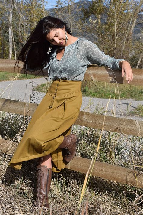 Lacey Jean Homestead Skirt In Mustard Cotton Revivall Clothing Work