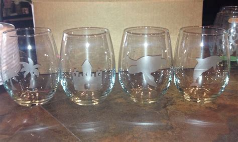 Beach Themed Etched Wine Glasses Wine Glass Etched Wine Glasses