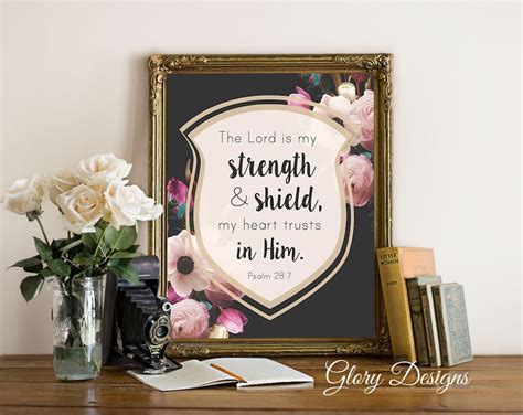 Printable Bible Verse Art The Lord Is My Strength And Shield Etsy