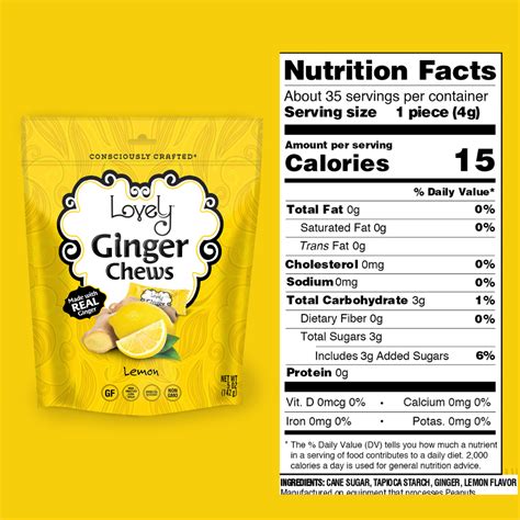 Lemon Ginger Chews 5 Oz Gluten Free Candy Lovely Candy Company