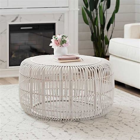 Enhance the beauty of your home with fashionable and. White Bamboo Drum Coffee Table in 2020 | Drum coffee table, White round coffee table, Rattan ...