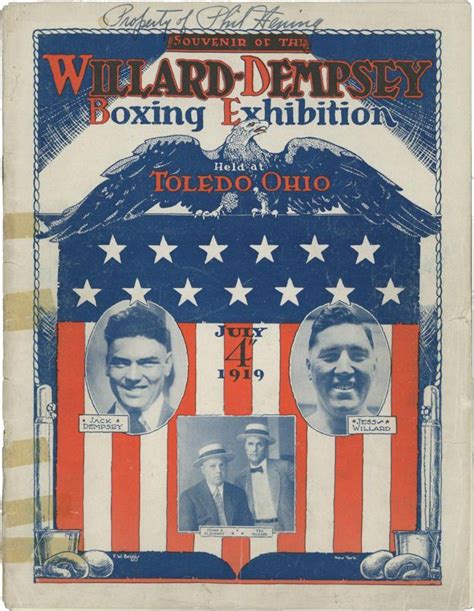 Willard Dempsey 1919 Boxing Exhibition Program Sporting Boxing