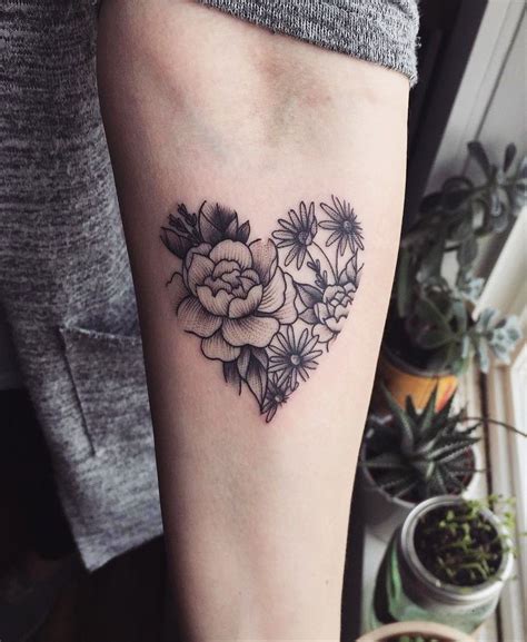 Heart Shape With Flowers Tattoo Tattooswomen Shape Tattoo Tattoos