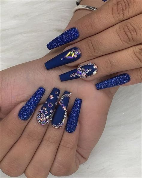40 Gorgeous Dark Blue Coffin Nail Designs You Must Try This Winter Page 2 Of 40 Cute Hostess