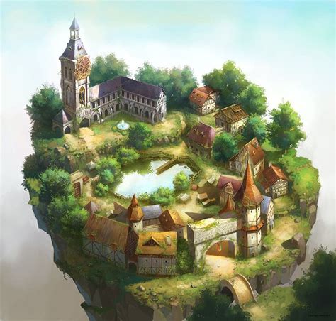 small town game art design | Fantasy town, Fantasy landscape, Game