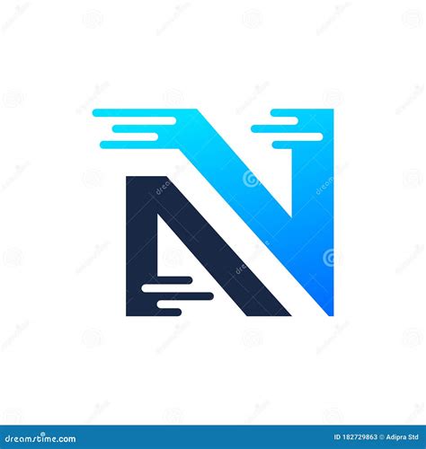 Blue N Letter Initial Logo Template For Branding Stock Vector