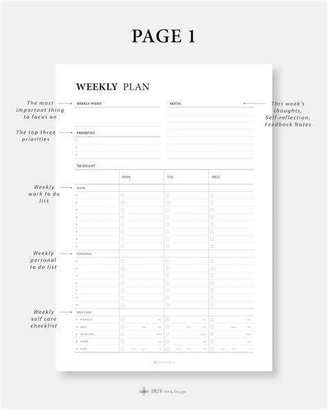 Weekly To Do List Printable Weekly Planner 2 Pages Weekly Etsy