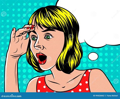 A Girl In Shocked Emotion Stock Vector Illustration Of Lady 99426662