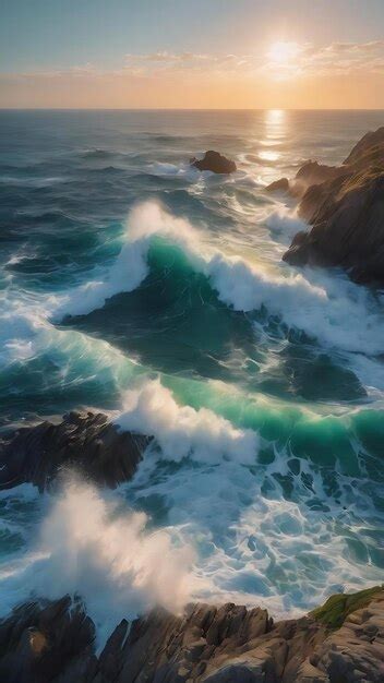 Premium Ai Image Vertical Aerial Shot Of Sea Waves Hitting The Rocks