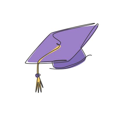 One Continuous Line Drawing Of Graduation Cap Academical Graduation
