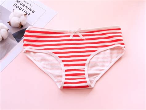 2pcslot Hot Cute Japanese Style Blueandpink Stripe Panties Bikini Cotton
