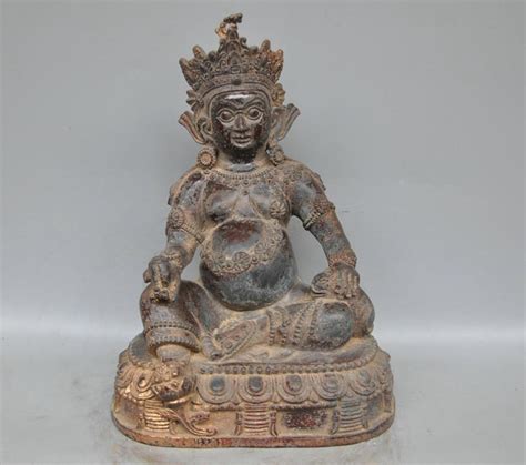 Mei 10 China Tibet Yellow Jambhala Buddha Bronze Copper Statuestatue