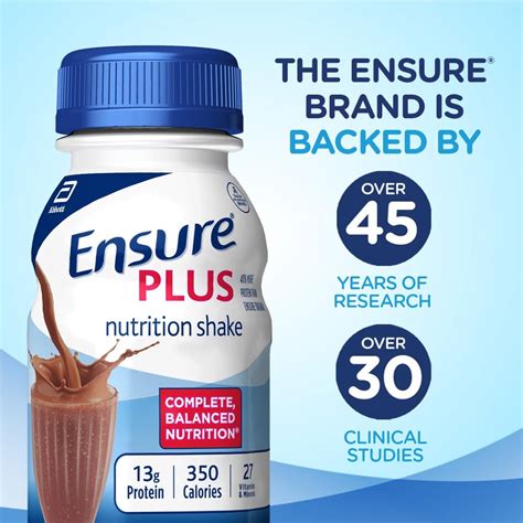 Ensure Plus Nutrition Shake Milk Chocolate 8 Fl Oz Bottle Case Of 24
