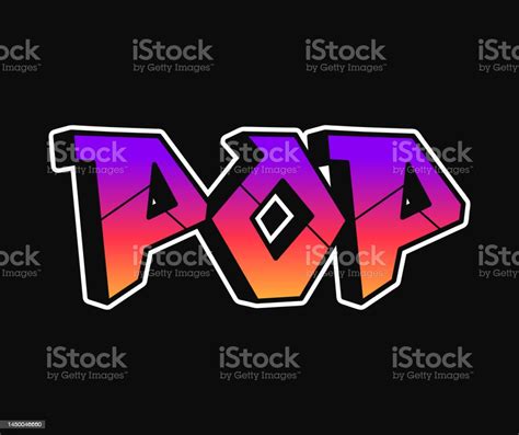 Pop Word Trippy Psychedelic Graffiti Style Letters Stock Illustration