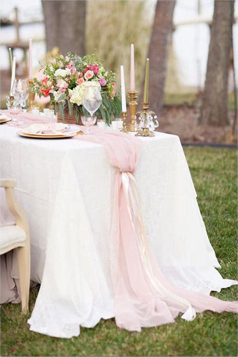 Romantic Chiffon Table Runner Blush Pink Tablecloth Décor for Bridal