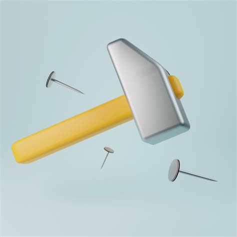 Premium Photo Hammer And Scattered Nails 3d Illustration