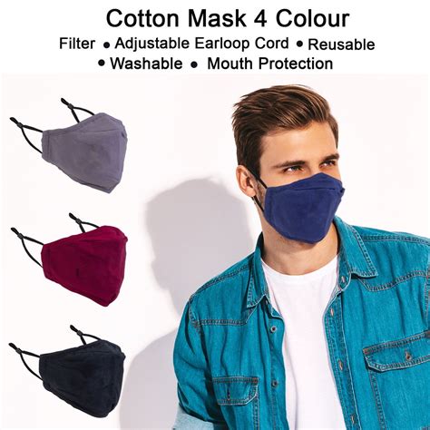 Cotton Face Mask Filter Pocket Adjustable Earloop Layer Etsy