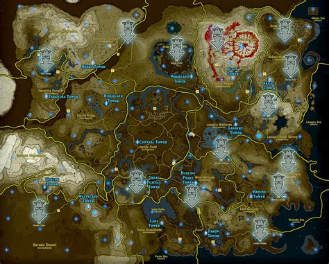 Map Of Shrine Locations Zelda Breath Of The Wild Map