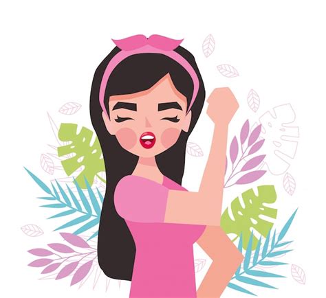 Mujer Feliz De Dibujos Animados Vector Premium