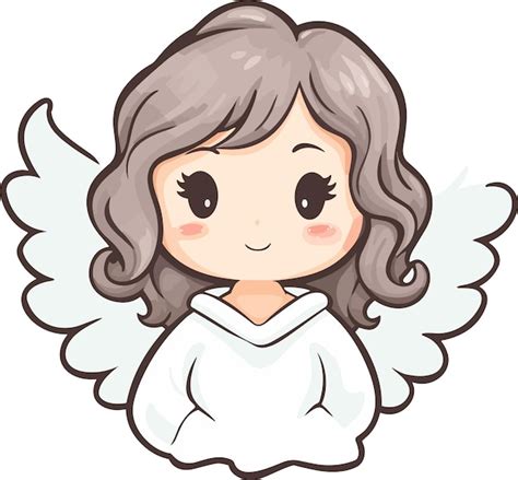 Premium Vector Vector Cute Cartoon Angel Girl Hand Drawn Illustration