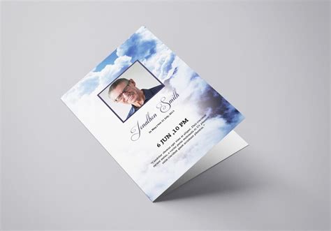 Blue Sky Printable Funeral Program Template Obituary Etsy