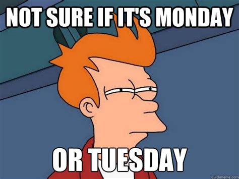 Not Sure If Its Monday Or Tuesday Futurama Fry Quickmeme