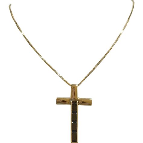 Vintage 18k Yellow Solid Gold Cross Pendant With Rubies Vintage Gold