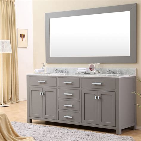 Maximize your bathroom space with this elegant 60 vanity. 72 inch Gray Double Sink Bathroom Vanity Carrara White ...