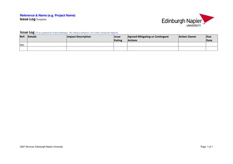 Issue Log Template In Word And Pdf Formats