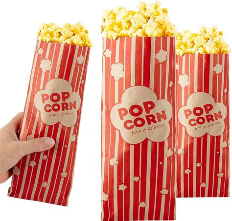 2 Oz Paper Popcorn Bags Bulk 100 Pack Large Kraft And Red