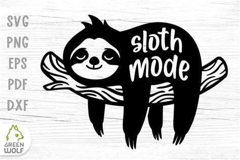 Sleeping sloth silhouette svg Cute sloth svg Sloth mode svg for cricut