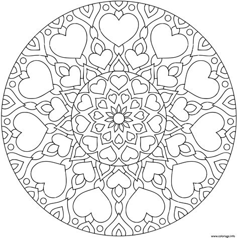 Coloriage renard mandala dessin gratuit à imprimer. Coloriage Fleurs Mandala Avec Coeurs Pour Adulte dessin