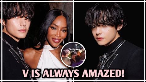 naomi campbell admires and reacts to bts v taehyung dances at the celine cannes 2023 youtube