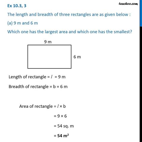 Ex 103 3 The Length And Breadth Of Three Rectangles Are As Given