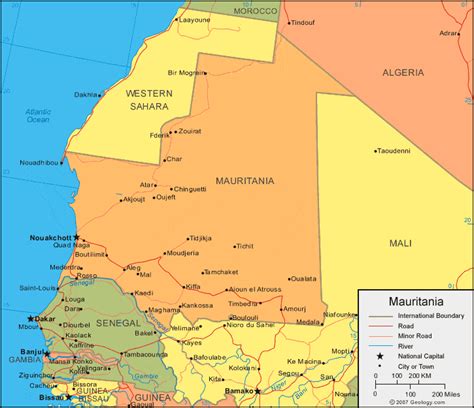 Mauritania Map And Satellite Image
