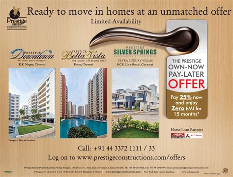 Prestige Constructions Ready To Move In Homes At Un Unmatched Offer