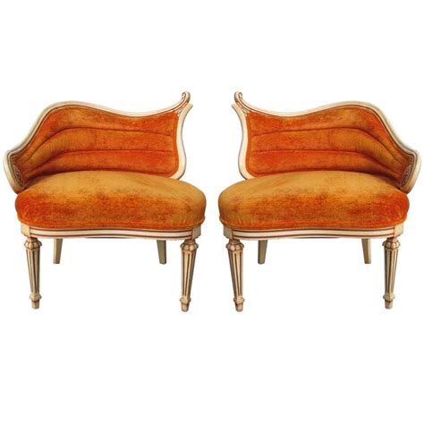 Pair Of Asymmetrical Lounge Chairs At 1stdibs