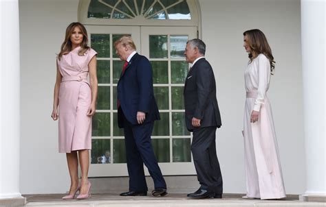 Melania Trump Pink Wrap Dress With Queen Rania 2018 Popsugar Fashion Photo 3