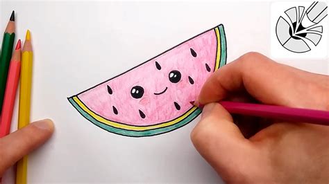 How To Draw A Cute Watermelon Slice Kawaii Food Draw And Color For