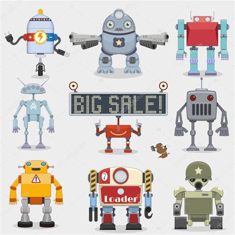 Cartoon Robots Collection — Stock Vector © Genestro 25021591