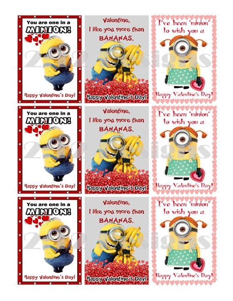 Printable Despicable Me Minions Valentines