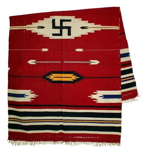 Antique Navajo Blanket With Swastika Design American Plains Indian